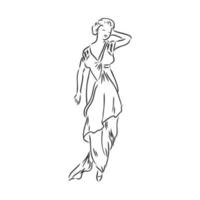 retro dress vector sketch