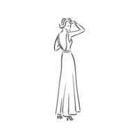 retro dress vector sketch