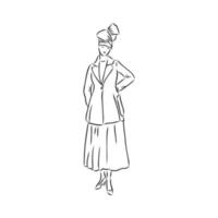 retro dress vector sketch