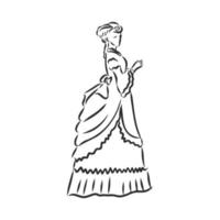 retro dress vector sketch