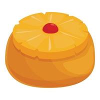 Appetizing upside-down cake icon cartoon vector. Restaurant cooking vector