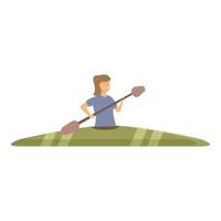 vector de dibujos animados de icono de deporte acuático discapacitado. canoa de entrenamiento