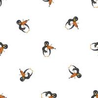 Penguin play violin pattern seamless vector