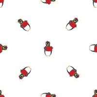 Penguin reading book pattern seamless vector