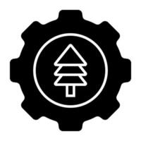 Plant inside gear, icon of forest management vector