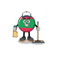 Character mascot of maldives flag as a cleaning services vector