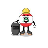 Mascot of lebanon flag as a welder vector