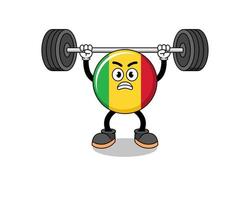 mali flag mascot cartoon lifting a barbell vector