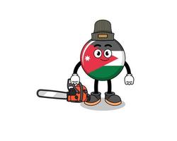 dibujos animados de ilustración de bandera de jordania como leñador vector