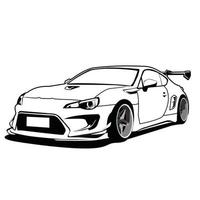 drift racing car black and white vector