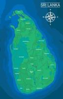 mapa verde ilustrado del país de sri lanka vector