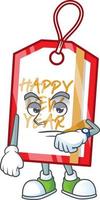 Happy new year tag cartoon vector