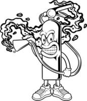 Funky angry fire extinguisher smoke effect outline vector illustrations for your work logo, merchandise t-shirt, stickers and label designs, poster, advertising business company or brands