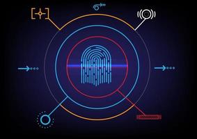 escaneo de huellas dactilares con tecnología de inspección de alta tecnología vector de fondo futuro abstracto