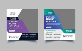 Real estate house sale and home rent advertising geometric modern square Social media post banner layouts set for digital marketing agency. Business elegant Promotion template design. vector