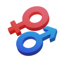 representación 3d símbolo de género. signo de hombre y mujer. png