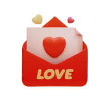 3D rendering. Love envelope or love mail. png