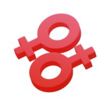 representación 3d símbolo lésbico o símbolo homosexual. png