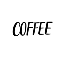 hand- belettering koffie citaten met schetsen wijnoogst etiketten monochroom png