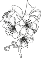 arte de linha floral monocromática flor elegante ilustração vintage png