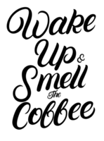 hand- belettering koffie citaten met schetsen wijnoogst etiketten monochroom png