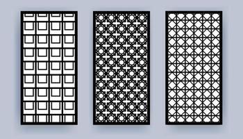 panel de plantilla de corte láser, diseño cnc de forma de rectángulo de patrón geométrico troquelado vector