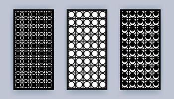 Laser cut panel. Abstract geometric pattern with lines, rhombuses, squares. Elegant decorative template, CNC design vector