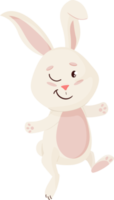 personnage de lapin. clins d'oeil et sourire drôle, joyeux lapin de dessin animé de pâques. png