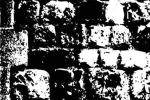 Black and white brick wall texture design for template decoration. The design element and background texture vector with dark colors. Close-up grange effect of a brick wall. Dark background texture.