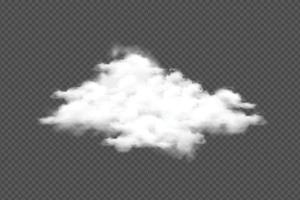 vector de nube gruesa realista para decoración de plantillas o diseños de manipulación. las nubes blancas están aisladas en un fondo transparente para el concepto de tormenta o cielo. diseño de nubes de ambiente ahumado y neblinoso.