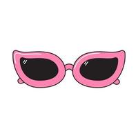 Lentes ojo de gato con montura rosa estilo retro 90s. etiqueta engomada colorida del vector aislada en el fondo blanco.