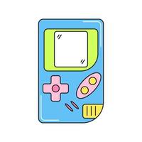 Old console gamebot retro 90s style. Colorful vector sticker isolated on white background.