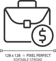 Salary pixel perfect linear icon. Worker payment. Compensation for work. Fixed wages. Career opportunities. Hiring. Thin line illustration. Contour symbol. Vector outline drawing. Editable stroke