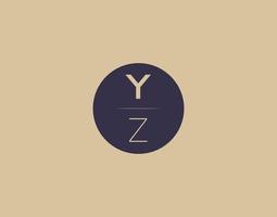 YZ letter modern elegant logo design vector images