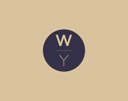Imágenes de vector de diseño de logotipo elegante moderno de letra wy