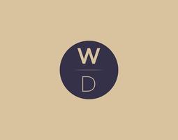 WD letter modern elegant logo design vector images