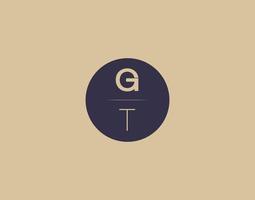 Imágenes de vector de diseño de logotipo elegante moderno letra gt