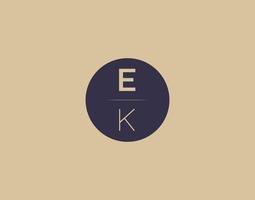 EK letter modern elegant logo design vector images