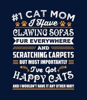 Cat Mom. Cat lover typography design. vector