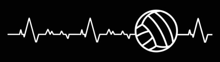 Heartbeat pulse line with volleyball vector