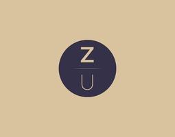 ZU letter modern elegant logo design vector images