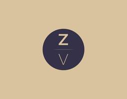 ZV letter modern elegant logo design vector images