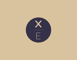 XE letter modern elegant logo design vector images