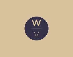 Imágenes de vector de diseño de logotipo elegante moderno de letra wv