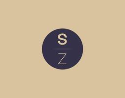 SZ letter modern elegant logo design vector images