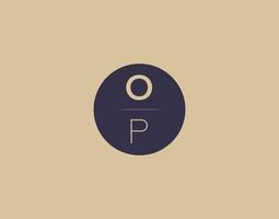 OP letter modern elegant logo design vector images