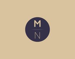Imágenes de vector de diseño de logotipo elegante moderno de letra mn