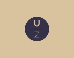 UZ letter modern elegant logo design vector images