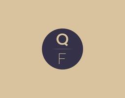 Imágenes de vector de diseño de logotipo elegante moderno de letra qf