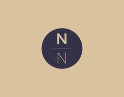 Imágenes de vector de diseño de logotipo elegante moderno de letra nn